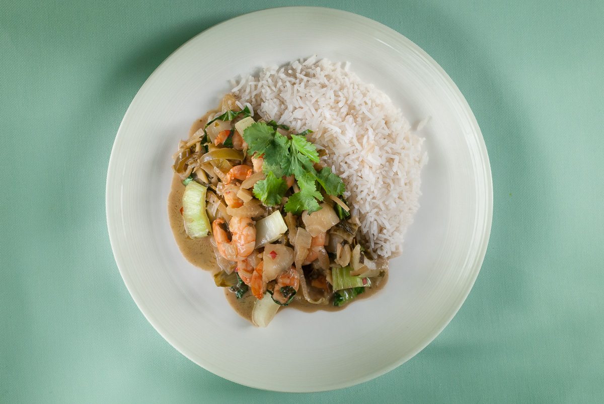 Thai green king shop prawn curry