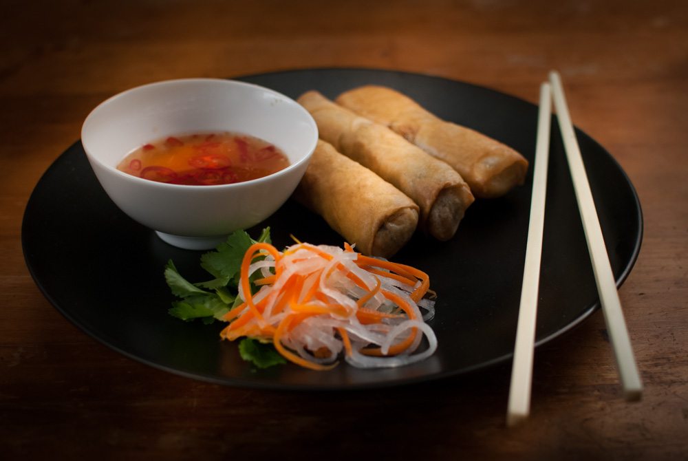 Tasty Vietnamese spring rolls with nuoc cham dipping sauce. Takes a little bit of work but its time to impress your friends with your homemade spring rolls.