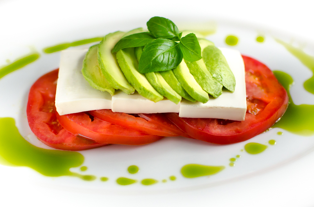 The Italian tricolor? A caprese salad? But it's not mozzarella - it's tofu. Tofu and avocado are a match made in heaven - so can the partnership be more inclusive ? Absolutely.