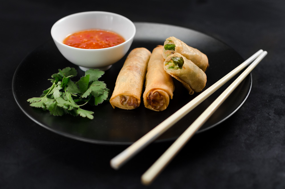 Spring rolls never fail to impress or delight. These rolls are designed to celebrate the asparagus season and although they taste deliciously Asian, you really can taste the asparagus. It works a treat.