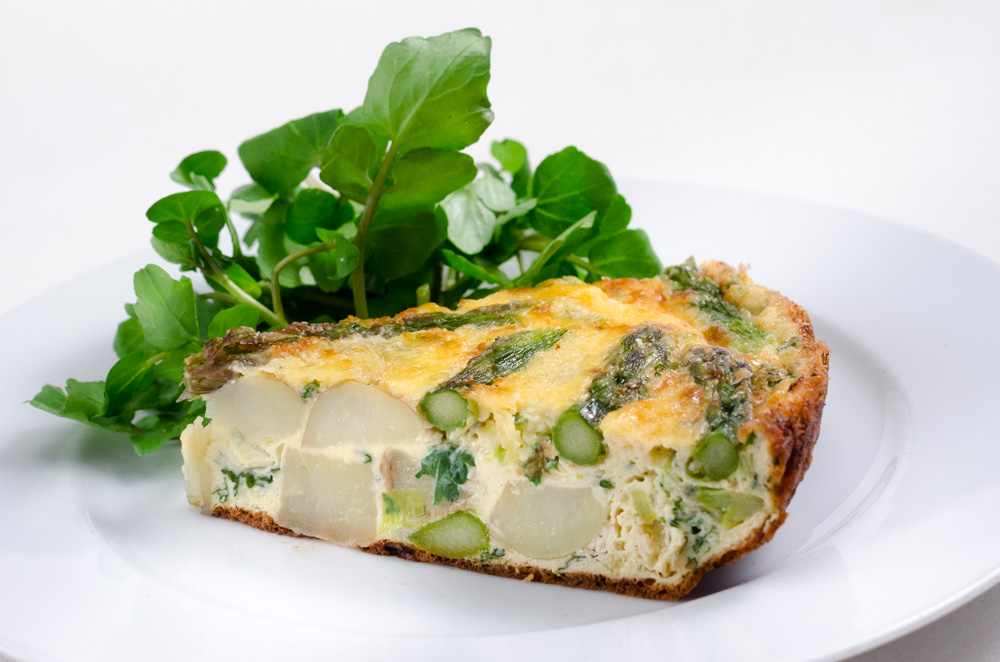 Fresh asparagus is full of flavour and goodness – the perfect vegetable to celebrate the arrival of spring. Dairy, eggs, potatoes, Parmesan and parsley all marry well with tasty asparagus and come together to create this delicious frittata recipe.