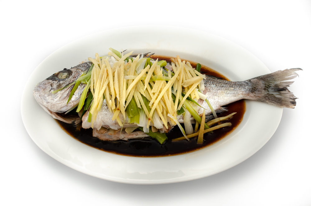 Steamed Sea Bream with Ginger, Spring Onions and a Soy Sauce